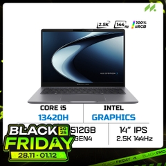 Laptop Asus ExpertBook P3 P3405CVA-NZ0027W (i5-13420H, UHD Graphics, RAM 16GB DDR5, SSD 512GB, 14 Inch IPS WQXGA 144Hz 100% sRGB)