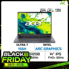 Laptop Acer Aspire Go AG14-71M-7681 NX.JFWSV.002 (Ultra 7 155H, Arc Graphics, RAM 16GB DDR5, SSD 512GB, 14 Inch IPS FHD+ 60Hz 100% sRGB)