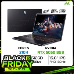 Laptop Acer Nitro V 15 ProPanel ANV15-52-59RR NH.QZ9SV.005 (Core 5 210H, RTX 5050 8GB, RAM 16GB DDR4, SSD 512GB, 15.6 Inch IPS FHD 180Hz 100%sRGB)