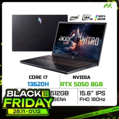 Laptop Acer Nitro V 15 ProPanel ANV15-52-72BM NH.QZ9SV.004 (i7-13620H, RTX 5050 8GB, RAM 16GB DDR4, SSD 512GB, 15.6 Inch IPS FHD 180Hz 100%sRGB)