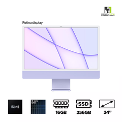 Apple iMac M1 24 Inch 2021 (Apple M1, 8-Cores GPU, Ram 16GB, SSD 256GB, 24 Inch Retina 4.5K)