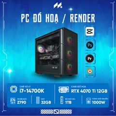 PC RENDER i7-4070 Ti (i7-14700K, RTX 4070 Ti 16GB, Ram 32GB DDR5, SSD 1TB, 1000W)
