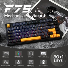 Bàn phím cơ không dây AULA F75 Black RGB Hotswap (Leobog Sw)