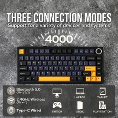 Bàn phím cơ không dây AULA F75 Black RGB Hotswap (Leobog Sw)