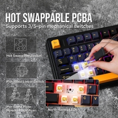 Bàn phím cơ không dây AULA F75 Black RGB Hotswap (Leobog Sw)