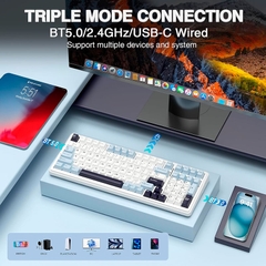 Bàn phím cơ không dây AULA F99 Grey White RGB Hotswap (Leobog Sw)