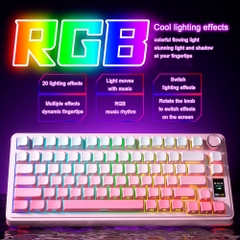 Bàn phím cơ không dây AULA S75 Pro Stellar Black LCD Screen RGB Hotswap (Huano Sw)