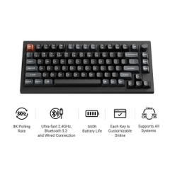 Bàn phím cơ không dây Keychron V1 Ultra 8K ZMK RGB Hotswap