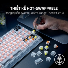 Bàn phím cơ Razer BlackWidow V4 75% Phantom White Edition RGB Hotswap Razer Switch Orange RZ03-05003500-R3M1