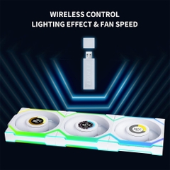 Bộ ba quạt Lian Li Wireless White Cooler Reverse SL LCD 120-3 (Fan Ngược)
