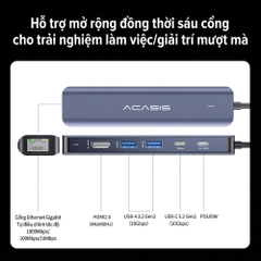 Bộ chia USB Type-C ra 6 cổng ACASIS DS-9901M1-LAN