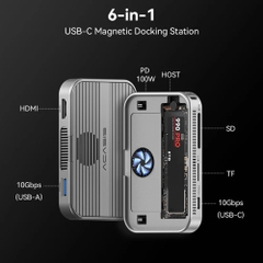 Box di động SSD M.2 NVMe 6 in 1 ra HDMI - USBtypeC - USB 3.2 - CardReader - ACASIS Magnetic EC-1401