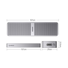 Box di động SSD M.2 PCIe NVMe to USB 3.1 Gen2 Type-C Orico M222C3-G2-BP Aluminum