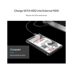 Box ổ cứng 2.5-inch 5Gbps Orico Transparent 2139U3-CR