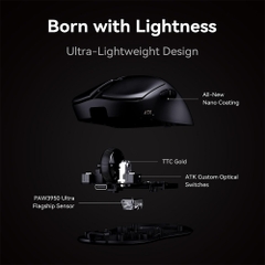 Chuột không dây ATK Blazing Sky U2 V2 Ultimate Plus Superlight Dual-mode Wireless Pixart 3955 Master