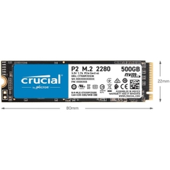 SSD Crucial P2 500GB NVMe 3D-NAND M.2 PCIe Gen3 x4 CT500P2SSD8