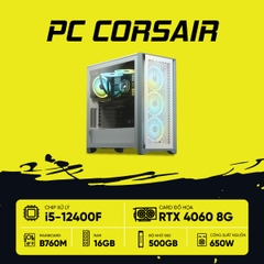 PC GAMING CORSAIR i5 4060 WHITE (i5-12400F, RTX 4060 8G, Ram 16GB DDR4, SSD 512G, 650W)