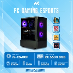 PC Gaming Esports i5-6600 (i5-12400F, RX 6600 8G, Ram 16GB, SSD 512GB, 650W)