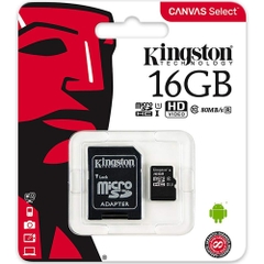 Thẻ nhớ MicroSDHC Kingston Canvas Select 16GB Class 10 U1 80MB/s SDCS/16GB