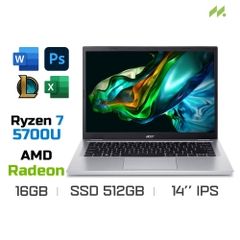 Laptop Acer Aspire 3 A314-42P-R3B3 NX.KSFSV.001 (Ryzen 7 5700U, Radeon Graphics, Ram 16GB LPDDR4x, SSD 512GB, 14 Inch IPS WUXGA)