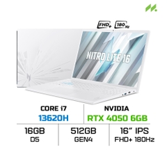 Laptop Acer Nitro Lite NL16-71G-71FN NH.D5ASV.003 (i7-13620H, RTX 4050 6GB, Ram 16GB DDR5, SSD 512GB, 16 Inch IPS FHD+ 180Hz )