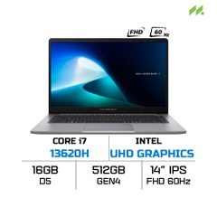 Laptop ASUS ExpertBook P1 P1403CVA-i716-50W (i7-13620H, UHD Graphics, RAM 16GB DDR5, SSD 512GB, 14 Inch IPS FHD 60Hz)