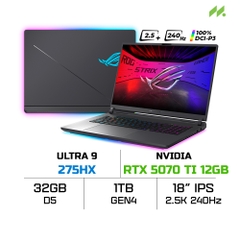 Laptop Asus ROG Strix G18 G18 G815LR-S9270W (Ultra 9 275HX, RTX 5070 Ti 12GB, Ram 32GB DDR5, SSD 1TB, 18 Inch IPS WQXGA 240Hz 100% DCI-P3, Win 11)