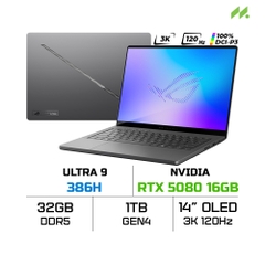 Laptop ASUS ROG Zephyrus G14 GU405AW-SY029W (Ultra 9 386H, RTX 5080 16GB, RAM 32GB LPDDR5X, SSD 1TB, 14 Inch OLED 3K 120Hz 100% DCI-P3, Win 11 Home)