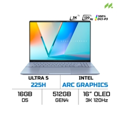Laptop ASUS Vivobook S 16 S5606CA-RI171WS (Ultra 7 255H, Intel Arc Graphics, RAM 16GB LPDDR5X, SSD 512GB, 16 Inch OLED 3K 120Hz 100% DCI-P3, Win11/OFFICE2024)
