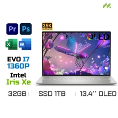Laptop Dell XPS 13 Plus 9320 5CG57 (i7-1360P, Iris Xe Graphics, Ram 32GB LPDDR5, SSD 1TB, 13.4 Inch 3.5K OLED TouchScreen, Win11/Office HS 21)