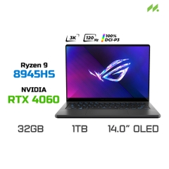Laptop Gaming ASUS ROG Zephyrus G14 GA403UV-QS171W (R9-8945HS, RTX 4060 8GB, RAM 32GB LPDDR5X, SSD 1TB, 14 Inch OLED 3K 120Hz 100% DCI-P3)
