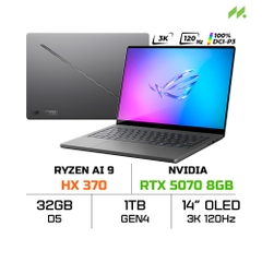 Laptop Asus ROG Zephyrus G14 GA403WP-QS045WS (Ryzen AI 9 HX 370, RTX 5070 8GB, RAM 32GB LPDDR5X, SSD 1TB, 14 Inch OLED 3K 120Hz 100% DCI-P3, Win 11/OFFICE2024)