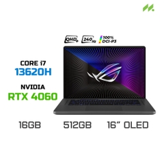 Laptop Gaming Asus ROG Zephyrus G16 GU603VV-N4022W (i7-13620H, RTX 4060 6GB, RAM 16GB DDR4, SSD 512GB, 16 Inch OLED QHD+ 240Hz 100% DCI-P3, Win 11)