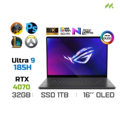 Laptop Gaming Asus ROG Zephyrus G16 GU605MI-QR116W (Ultra 9 185H, RTX 4070 8GB, Ram 32GB LPDDR5X, SSD 512GB, 16 Inch OLED 2.5K)