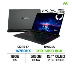Laptop Gaming Lenovo Legion 5 15IRX10 83LY00A7VN (i7-14700HX, RTX 5050 8GB, RAM 16GB DDR5, SSD 512GB, 15.1 Inch OLED WQXGA 165Hz 100% DCI-P3, Win 11)