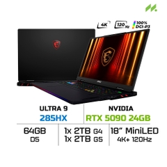 Laptop Gaming MSI Raider 18 HX AI A2XWJG-692VN (Ultra 9 285HX, RTX 5090 GDDR7 24GB, RAM 64GB DDR5, SSD 4TB, 18 Inch MiniLED 4K 120Hz 100% DCI-P3)