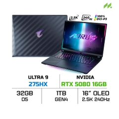 Laptop Gigabyte AORUS MASTER 16 BYHC5VNE64SH (Ultra 9 275HX, RTX 5080 16GB, Ram 32GB DDR5, SSD 1TB, 16 Inch OLED WQXGA 240Hz 100% DCI-P3, Win 11)