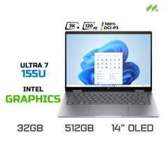Laptop HP Envy x360 2-in-1 14-fc0086TU A19BWPA (Ultra 7 155U, Intel Graphics, Ram 32GB LPDDR5, SSD 512GB, 14 Inch OLED 3K 100% DCI-P3 Touchscreen)