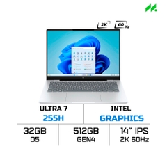 Laptop HP OmniBook 7 14-fr0024TU C1MN0PA (Ultra 7 255H, Intel Graphics, RAM 32GB LPDDR5, SSD 512GB, 14 inch IPS 2K 60Hz, Win 11/Office HS 24)