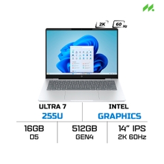 Laptop HP OmniBook 7 14-fr0027TU C1MN1PA (Ultra 7 255U, Intel Graphics, RAM 16GB LPDDR5, SSD 512GB, 14 inch IPS 2K 60Hz, Win 11/Office HS 24)