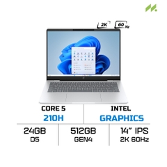 Laptop HP OmniBook 7 14-fs0042TU C1MP3PA (Core 5 210H, Intel Graphics, RAM 24GB LPDDR5, SSD 512GB, 14 inch IPS 2K 60Hz, Win 11/Office HS 24)