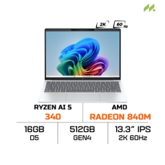 Laptop HP OmniBook 7 Aero 13-bg1087AU BZ7S1PA (Ryzen AI 5 340, AMD Radeon Graphics, RAM 16GB LPDDR5x, SSD 512GB, 13.3 inch IPS 2K 60Hz, Win 11/Office HS 24)