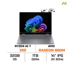 Laptop HP OmniBook X Flip 14-fk0082AU BZ7N8PA (Ryzen AI 7 350, Radeon Graphics, RAM 32GB LPDDR5x, SSD 1TB, Touchscreen, 14 inch IPS 2K 60Hz, Win 11/Office HS 24)