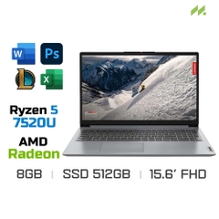 Laptop Lenovo IdeaPad 1 15AMN7 82VG0022VN (Ryzen 5 7520U, Radeon 610M graphics, Ram 8GB DDR5, 512GB SSD, 15.6'' FHD)