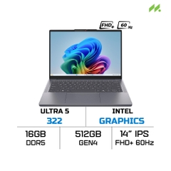 Laptop Lenovo IdeaPad Slim 3 14IPH11 83UQ000JVN (Ultra 5 322, Intel Graphics, RAM 16GB DDR5, SSD 512GB, 14 Inch IPS WUXGA 60Hz, Win 11 Home)
