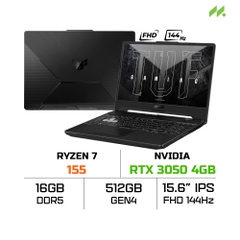 Laptop ASUS TUF Gaming A15 FA506NCG-HN390W (Ryzen 7 155, RTX 3050 4GB, RAM 16GB DDR5, SSD 512GB, 15.6 Inch IPS FHD 144Hz, Win 11 Home)