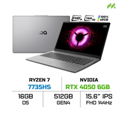 Laptop Lenovo LOQ Essential 15ARP10E 83S0004FVN (Ryzen 7 7735HS, RTX 4050 6GB, RAM 16GB DDR5, SSD 512GB, 15.6 Inch FHD IPS 144Hz 100% sRGB, Win 11)