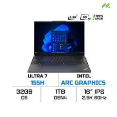 Laptop Lenovo ThinkPad E16 Gen 2 21MA004PVN (Ultra 7 155H, Intel Arc Graphics, RAM 32GB DDR5, SSD 1TB, 16 Inch IPS WQXGA 60Hz 100% sRGB, Win 11)