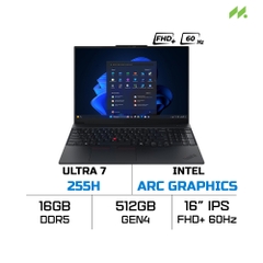 Laptop Lenovo ThinkPad E16 Gen 3 21SR002LVA (Ultra 7 255H, Intel Arc Graphics, RAM 16GB DDR5, SSD 512GB, 16 Inch IPS FHD+ 60Hz, NoOS)
