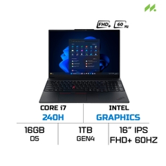 Laptop Lenovo ThinkPad E16 Gen 3 21TF003VVA (Core 7 240H, Intel Graphics, RAM 16 GB DDR5,SSD 1 TB, 16 inch IPS WUXGA 60Hz, NoOS)